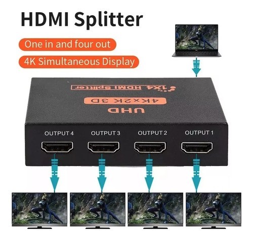 "Divisor Hdmi Splitter 4k 1 Entrada 4 Salidas 1080p 60hz "