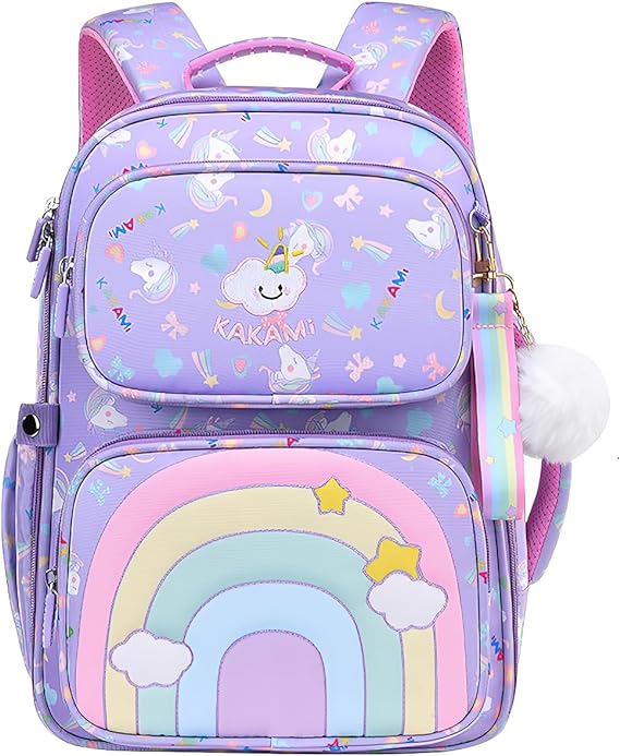 A Mochila para Niña de 4 a 6 Años, Mochilas Escolares Mochila Infantil 4-6 Años para Escolar Ajustar con Bolsillos Laterales y Correa en Pecho.