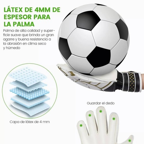 "Guantes Profesionales Con Varillas Para Portero De Fútbol Talla 7 blancos "