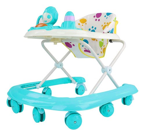 "Andadera Musical Para Bebé Interactiva Plegable Con Ruedas Color Verde Azul  ".