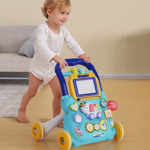 "Andadera De Bebe 3 En 1,juguete Tablero De Dibujo Para Niños Color Azul "