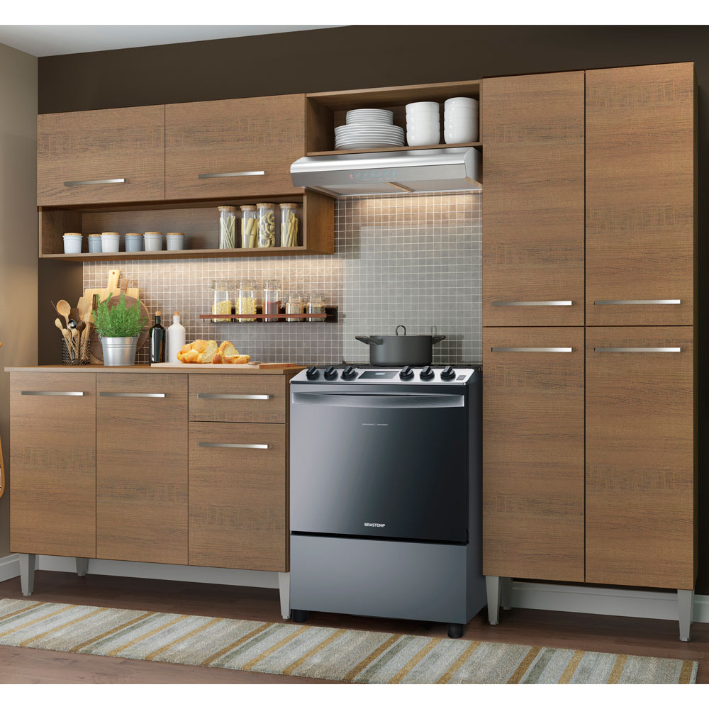 Mueble de Cocina Integral Madesa Emilly Sin Mesón De Acero 229 Cm
