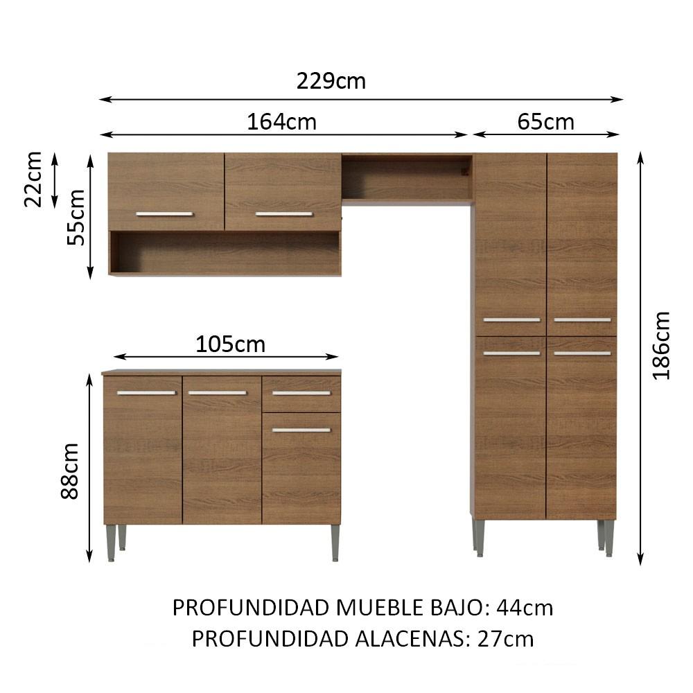 Mueble de Cocina Integral Madesa Emilly Sin Mesón De Acero 229 Cm