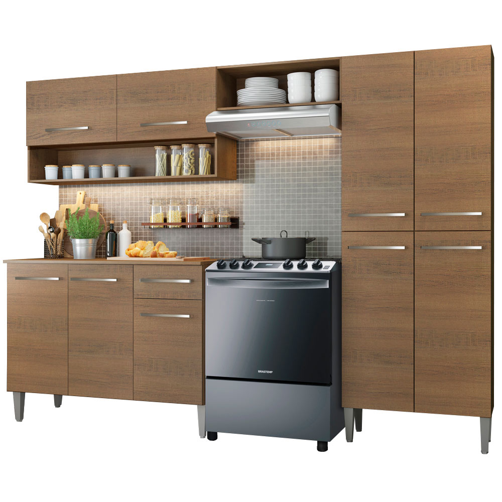 Mueble de Cocina Integral Madesa Emilly Sin Mesón De Acero 229 Cm
