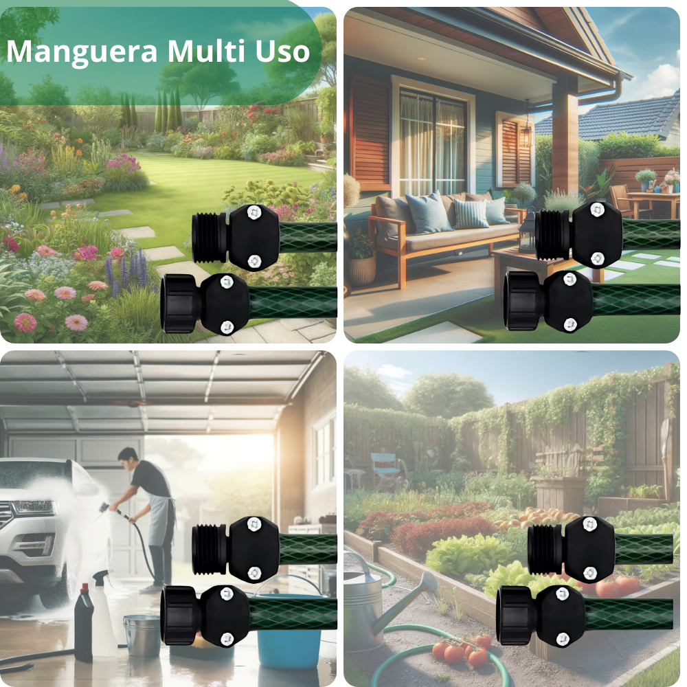 Manguera para jardín de 30 metros armada con conexiones estándar (1/2" pulgada) .