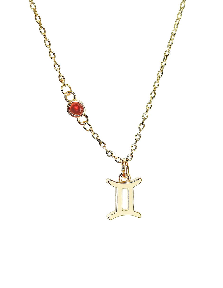 Collar Géminis Zvezda de chapa de oro amarillo de 18k corte Signos zodiacales.