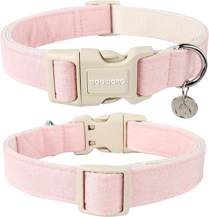 DOGWONG - Collar para perro de cáñamo de algodón, resistente y resistente, de tela natural, suave y duradera, para perros pequeños, medianos y grandes.