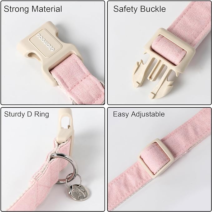 DOGWONG - Collar para perro de cáñamo de algodón, resistente y resistente, de tela natural, suave y duradera, para perros pequeños, medianos y grandes.