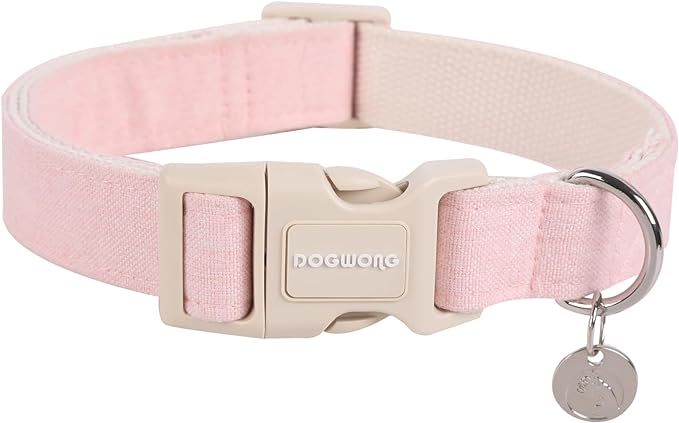 DOGWONG - Collar para perro de cáñamo de algodón, resistente y resistente, de tela natural, suave y duradera, para perros pequeños, medianos y grandes.