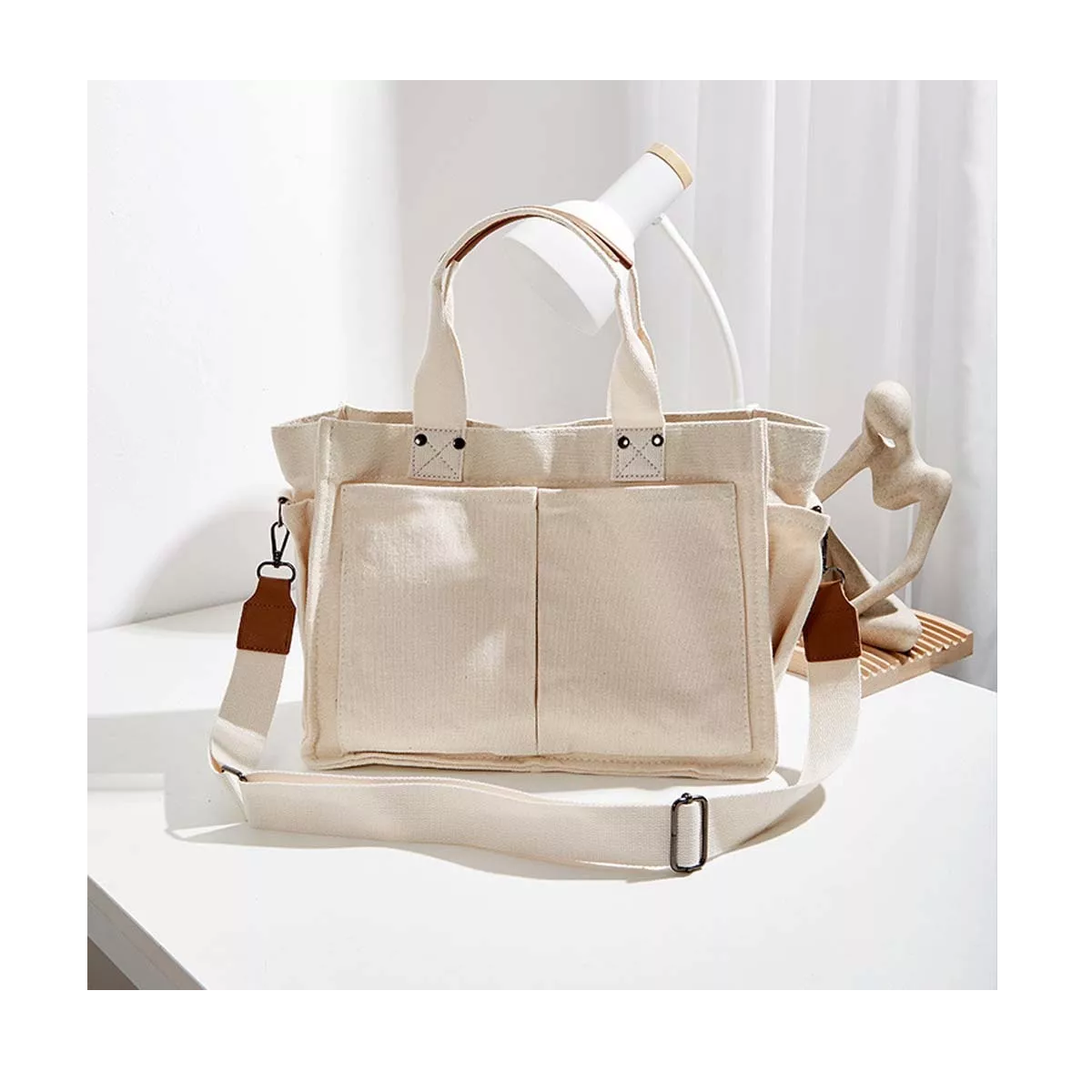 2 Uds Bolsas De Hombro De Lona Mensajero Cartera Para Mujer.