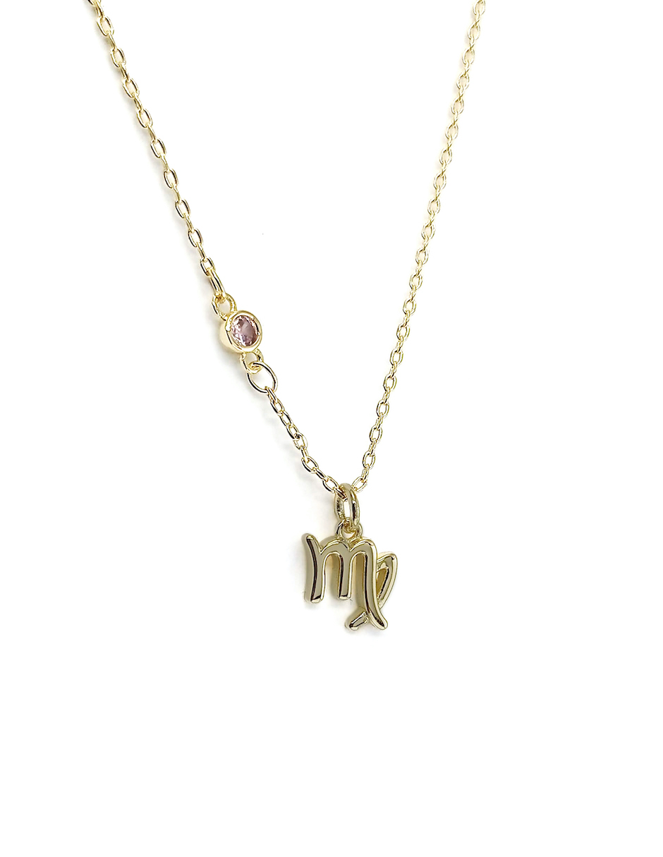 Collar Virgo Zvezda de chapa de oro amarillo de 18k corte Signos zodiacales.