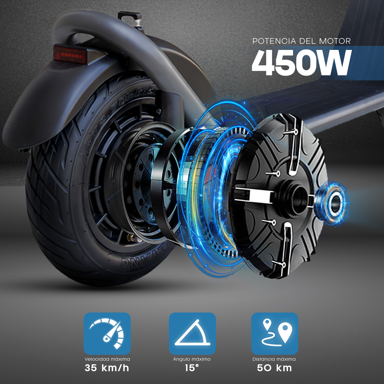 Scooter Eléctrico Plegable Moboss X11 35km/h Gris 