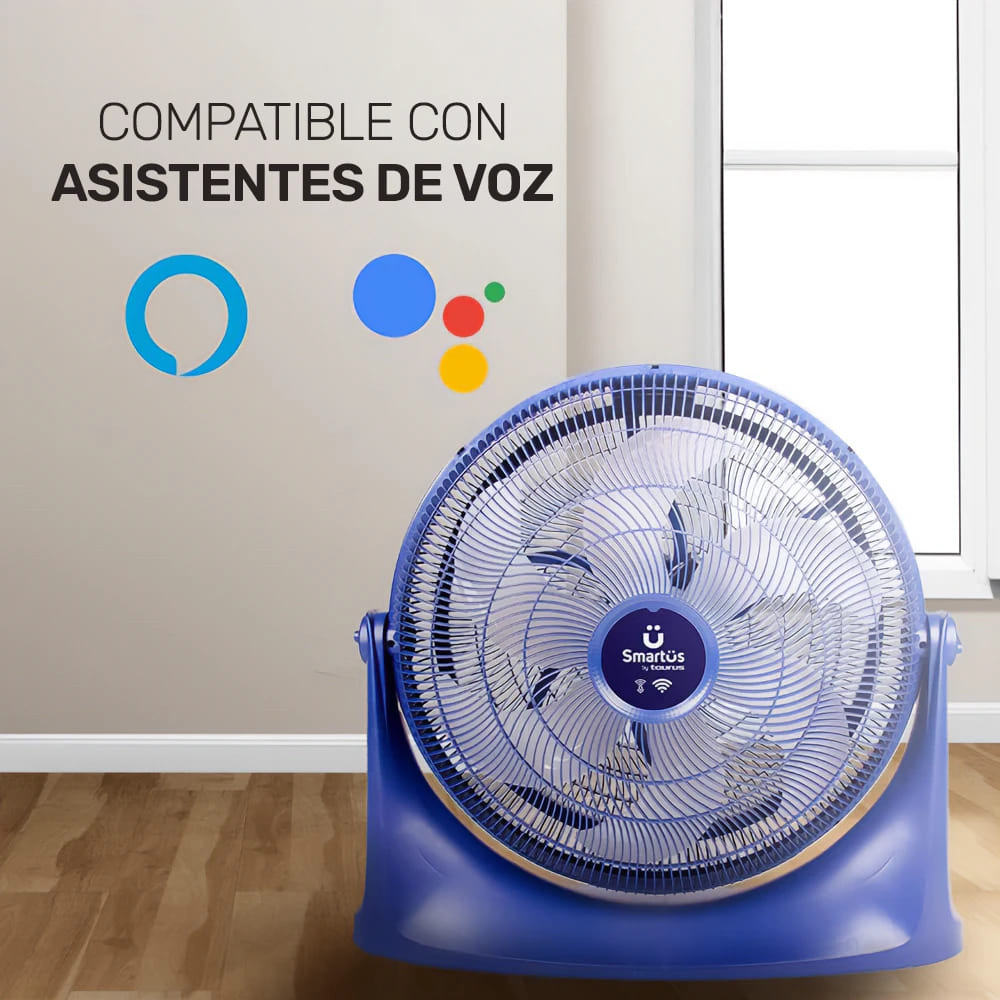 Ventilador de Piso/Pared de 20'' Taurus ECOJET Versüs con 2 Velocidades y 6 Aspas, Azul, compatible con Asistentes Virtuales