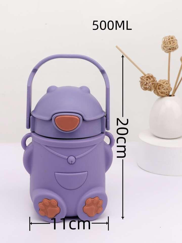 Cantimplora para niña Morada 500 ml anticaidas funda de silicona .
