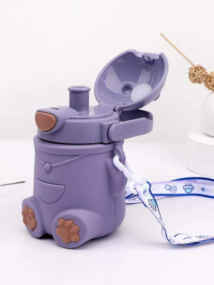 Cantimplora para niña Morada 500 ml anticaidas funda de silicona .
