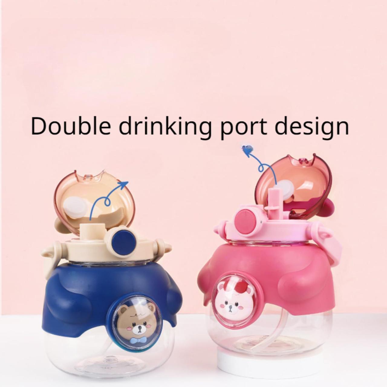 Botella Cantimplora para Niña Antiderrames con Popote entrenador De Plástico Diseño Oso 1150 Ml.