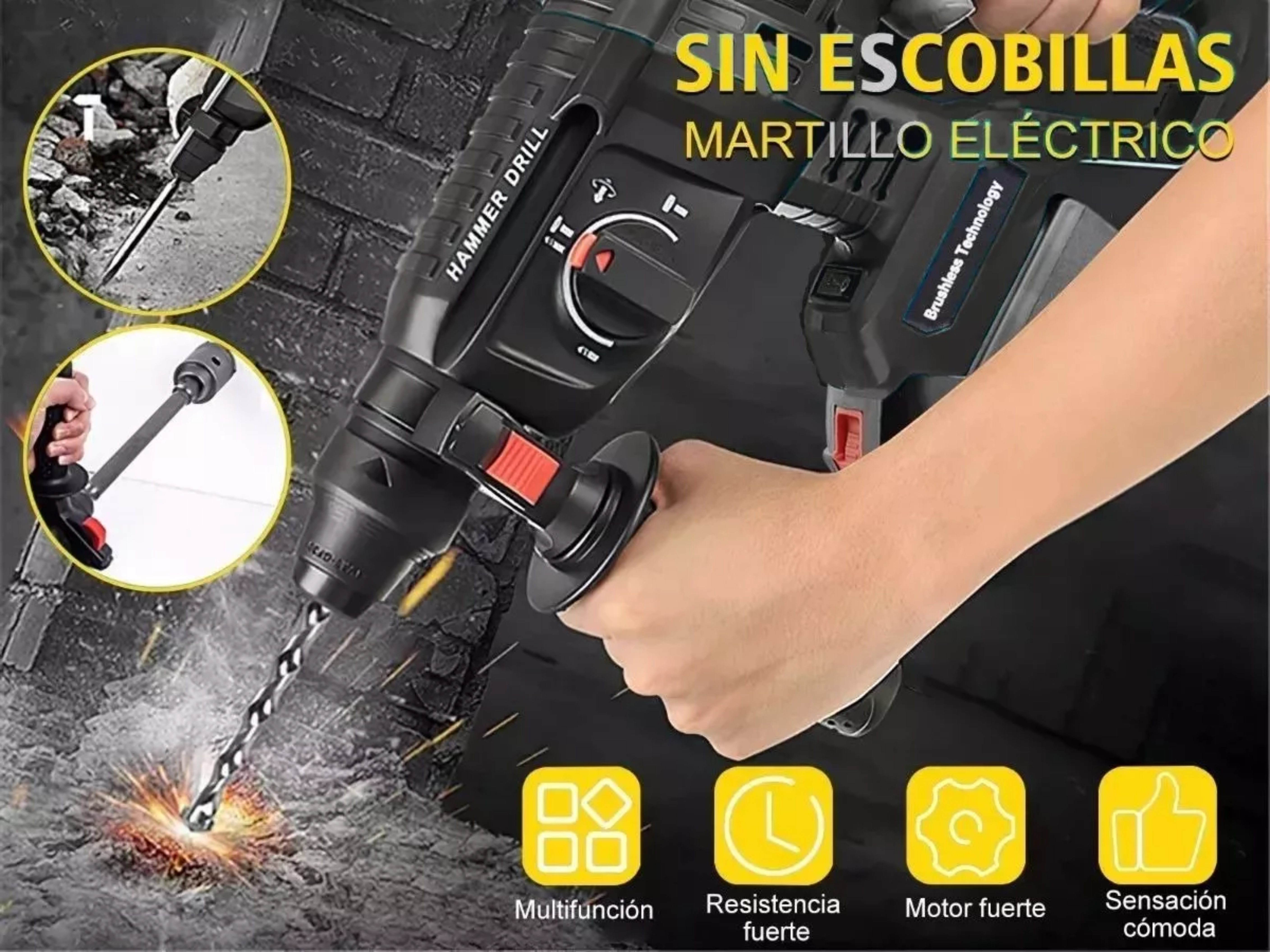 Rotomartillo Demoledor Inalámbrico Sin Escobillas Sds-plus.