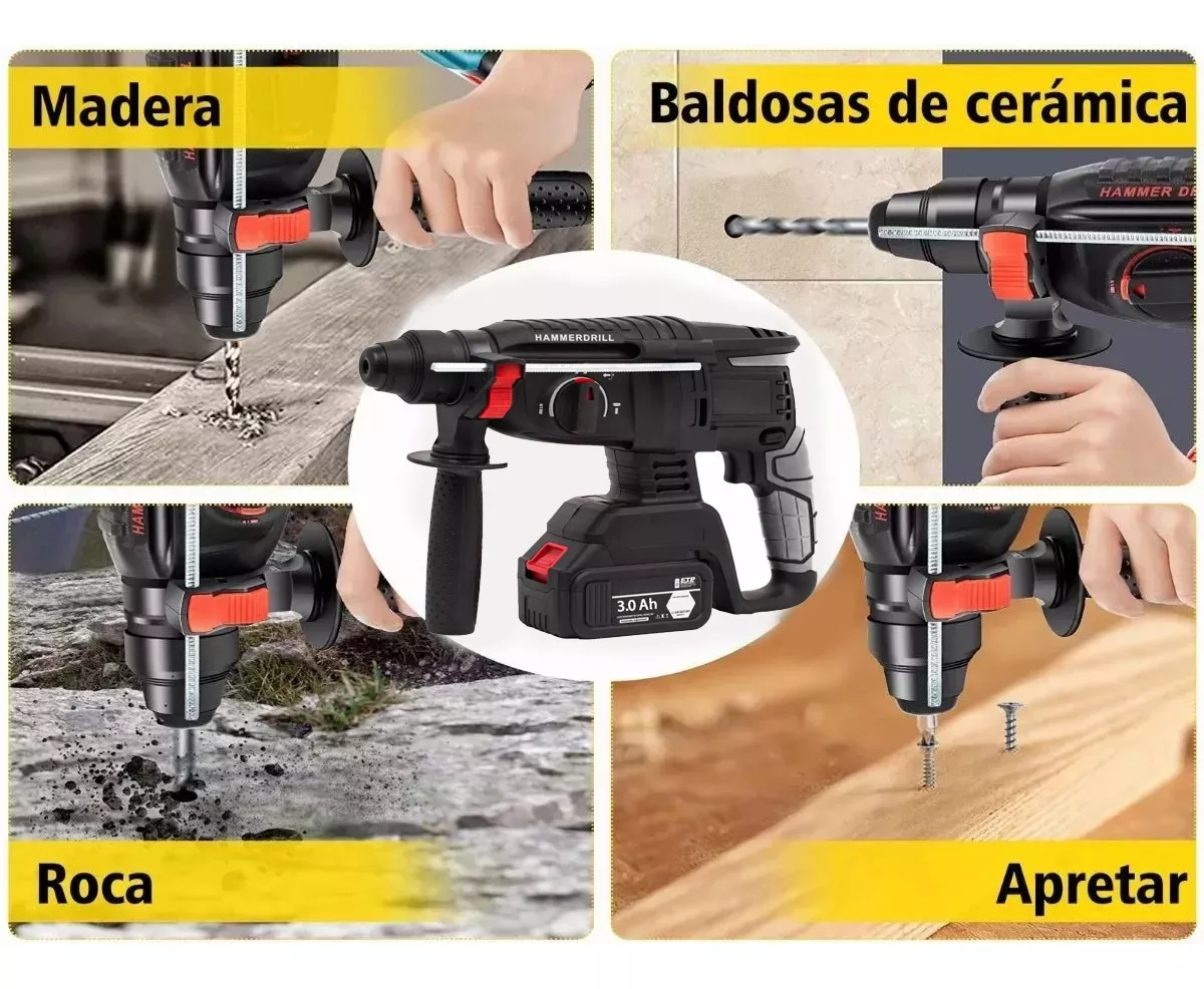 Rotomartillo Demoledor Inalámbrico Sin Escobillas Sds-plus.