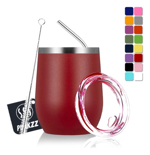 "Vaso Termico Vino Café Te 12oz Acero Inoxidable  Rojo "