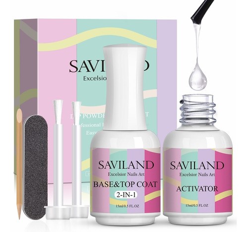 "Saviland Base Y Top Coat, Dip Activador De Polvo Paso #3 "