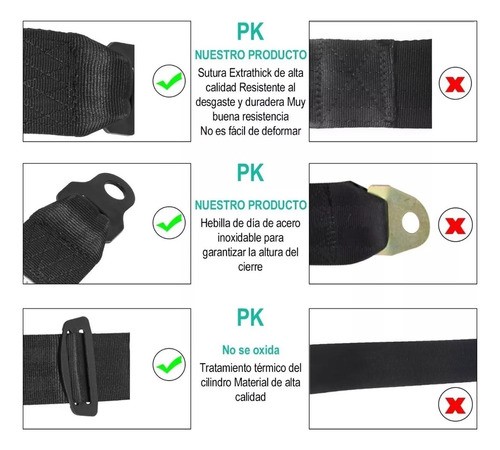 "Cinturón De Seguridad De 3 Puntos Universal Retráctil 2pzs negro "