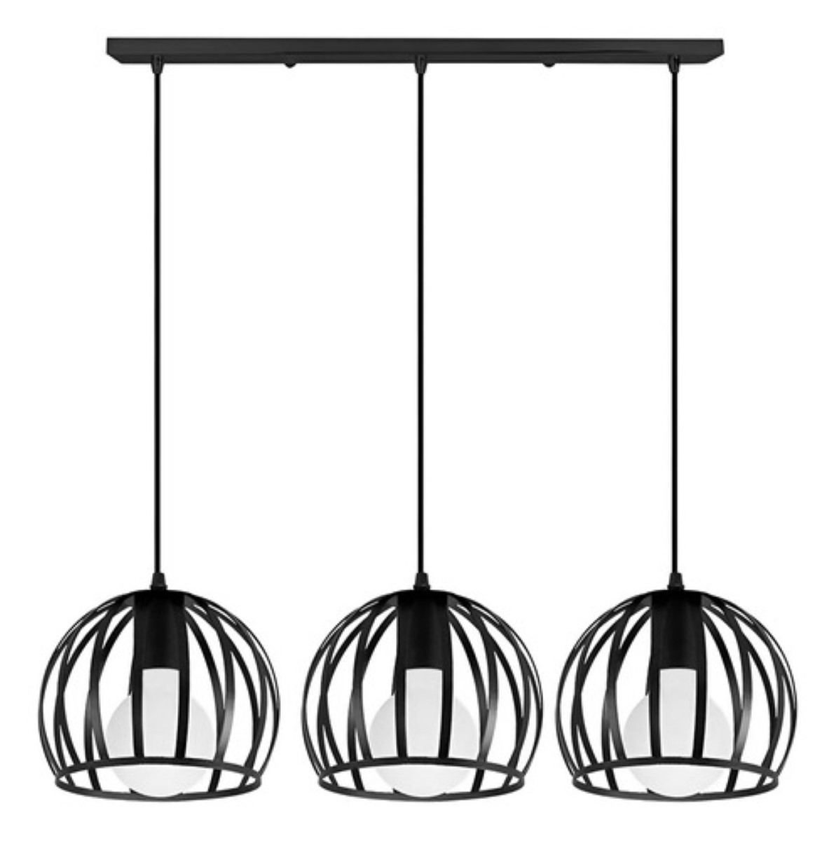 "Lámpara Colgante De Techo Vintage Metal Ajustable Moderna 3 en 1 negra "