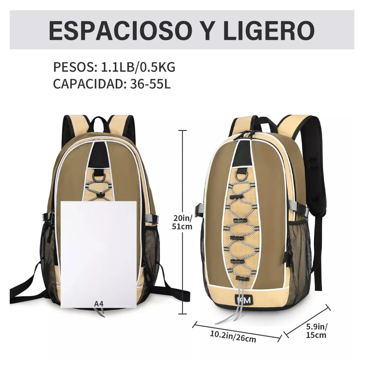 Mochila Para Laptop Portátil Impermeable Caqui.