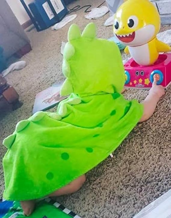 A Jogoi Toalla de Baño con Capucha para Niños Albornoz de Diseño Dinosaurio Poncho 100% Algodón Súper Suave y Absorbente Bata de Baño para Ducha Piscina Playa Camping.