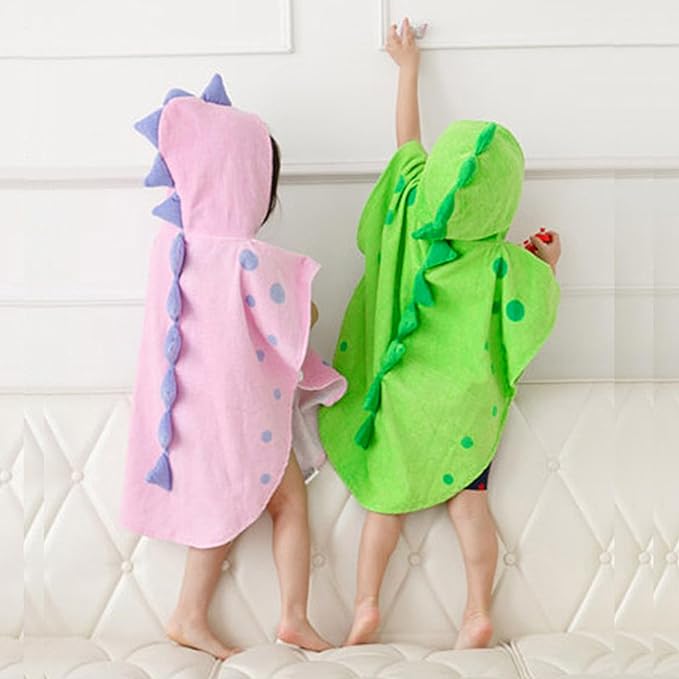 A Jogoi Toalla de Baño con Capucha para Niños Albornoz de Diseño Dinosaurio Poncho 100% Algodón Súper Suave y Absorbente Bata de Baño para Ducha Piscina Playa Camping.