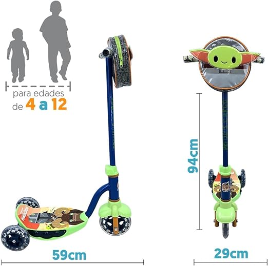 A Apache Scooter 3 Ruedas Bolsa Y Luces Star Wars +4, Azul.