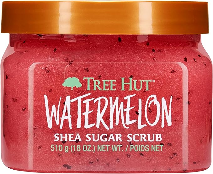 A TREE HUT, Watermelon Shea Sugar Scrub, Exfoliante Corporal de Azúcar Natural con Manteca de Karité y Esencia de Sandía, Exfolia e Hidrata la Piel, 510 gramos.