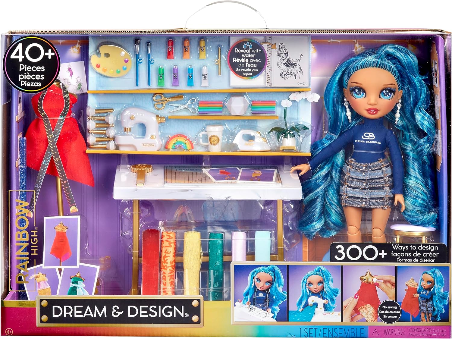 Dream & Design Fashion Studio Playset Muñeca Skyler Bradshaw Azul.