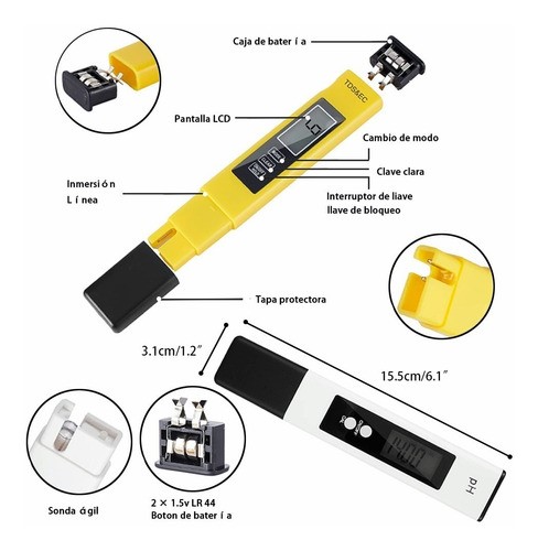 "Medidor Digital De Ph Para Suelo 3 En 1 amarillo y blanco  "
