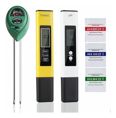 "Medidor Digital De Ph Para Suelo 3 En 1 amarillo y blanco  "