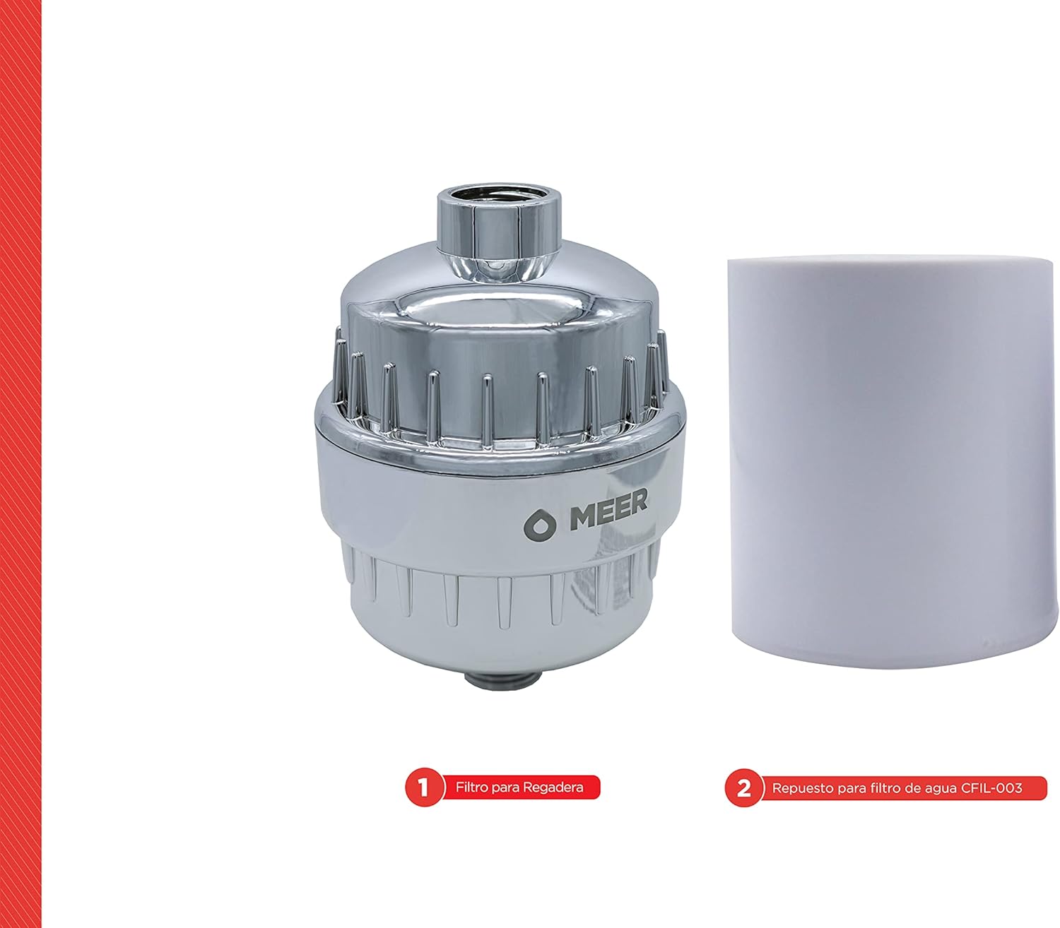 CNX Filtro Cromado para Regadera, Limpia y filtra el Agua para una Mejor Limpieza.