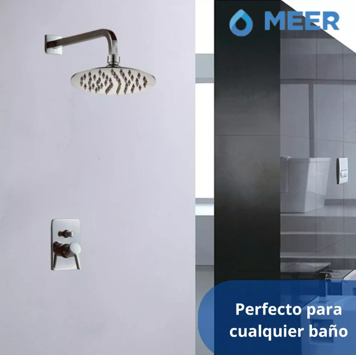 Regadera Redonda de 8" con Tubo de 40 cm en Acero Inoxidable (Empaque de tubo 5/50).