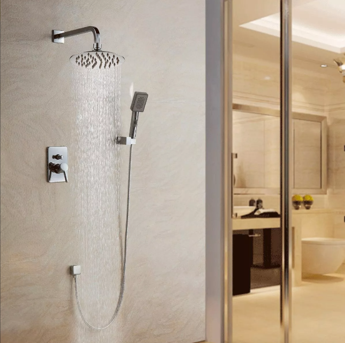 Regadera Redonda de 8" con Tubo de 40 cm en Acero Inoxidable (Empaque de tubo 5/50).