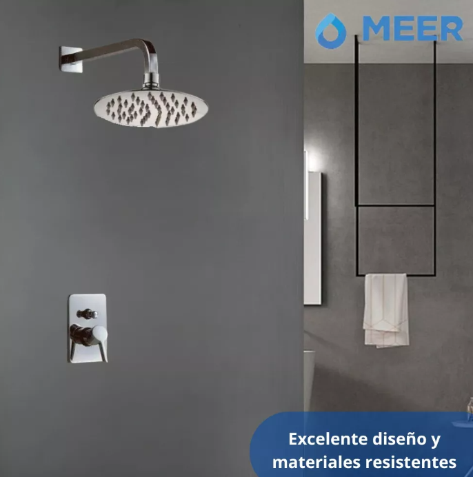 Regadera Redonda de 8" con Tubo de 40 cm en Acero Inoxidable (Empaque de tubo 5/50).