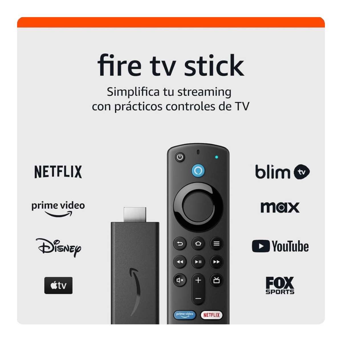 Amazon Fire TV Stick con control remoto por voz Alexa (incluye control de TV), Dispositivo de streaming HD, edición 2021.