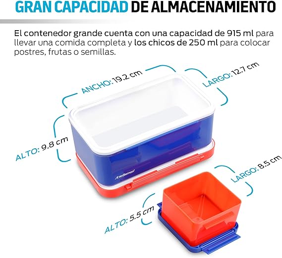 Redlemon Lonchera para Niños con 3 Contenedores Apilables en Forma de Ladrillos de Construcción, Recipientes para Comida Tipo Bento Box con Tapa Hermética, Ideal para Llevar el Lunch, Fácil de Limpiar.