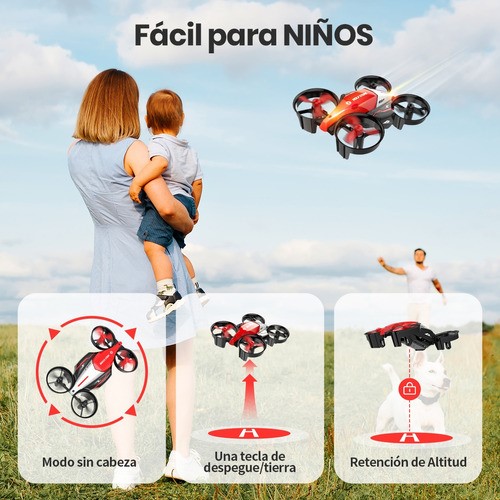 "Mini drone Holy Stone Beginnerr negro y rojo 2.4GHz 3 baterías ".