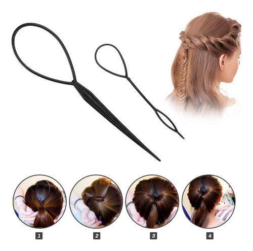 "52 Pcs Donas Para El Cabello Kit Peinado Con Broche Cabello negro ".