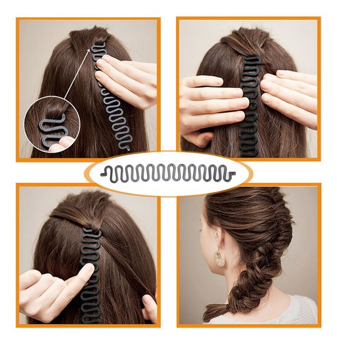 "52 Pcs Donas Para El Cabello Kit Peinado Con Broche Cabello negro ".