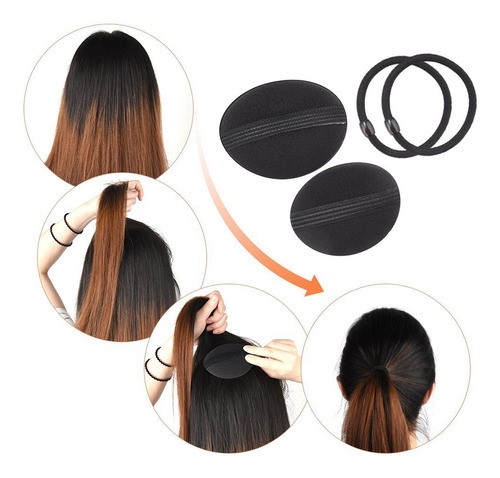 "52 Pcs Donas Para El Cabello Kit Peinado Con Broche Cabello negro ".