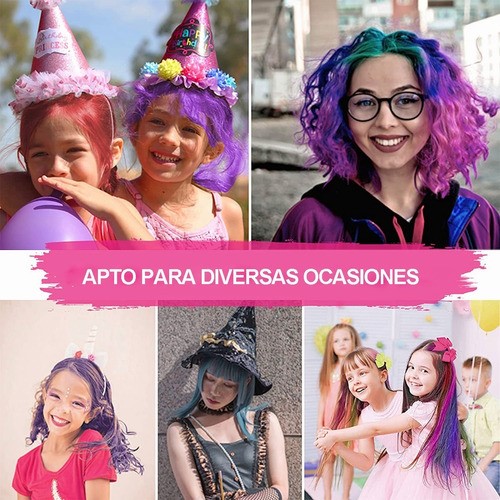 "Set De Cabello Tinte Temporal Juguete Plancha Mechas Niñas Rosa ".
