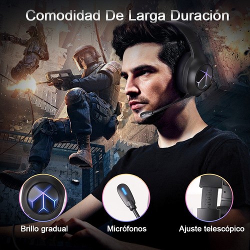 "Auriculares Gamer Diadema Inalámbricos Bluetooth Juegos 2.4g negros "
