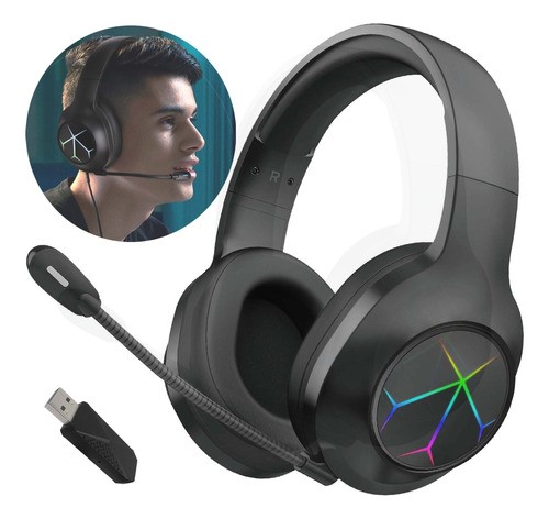 "Auriculares Gamer Diadema Inalámbricos Bluetooth Juegos 2.4g negros "