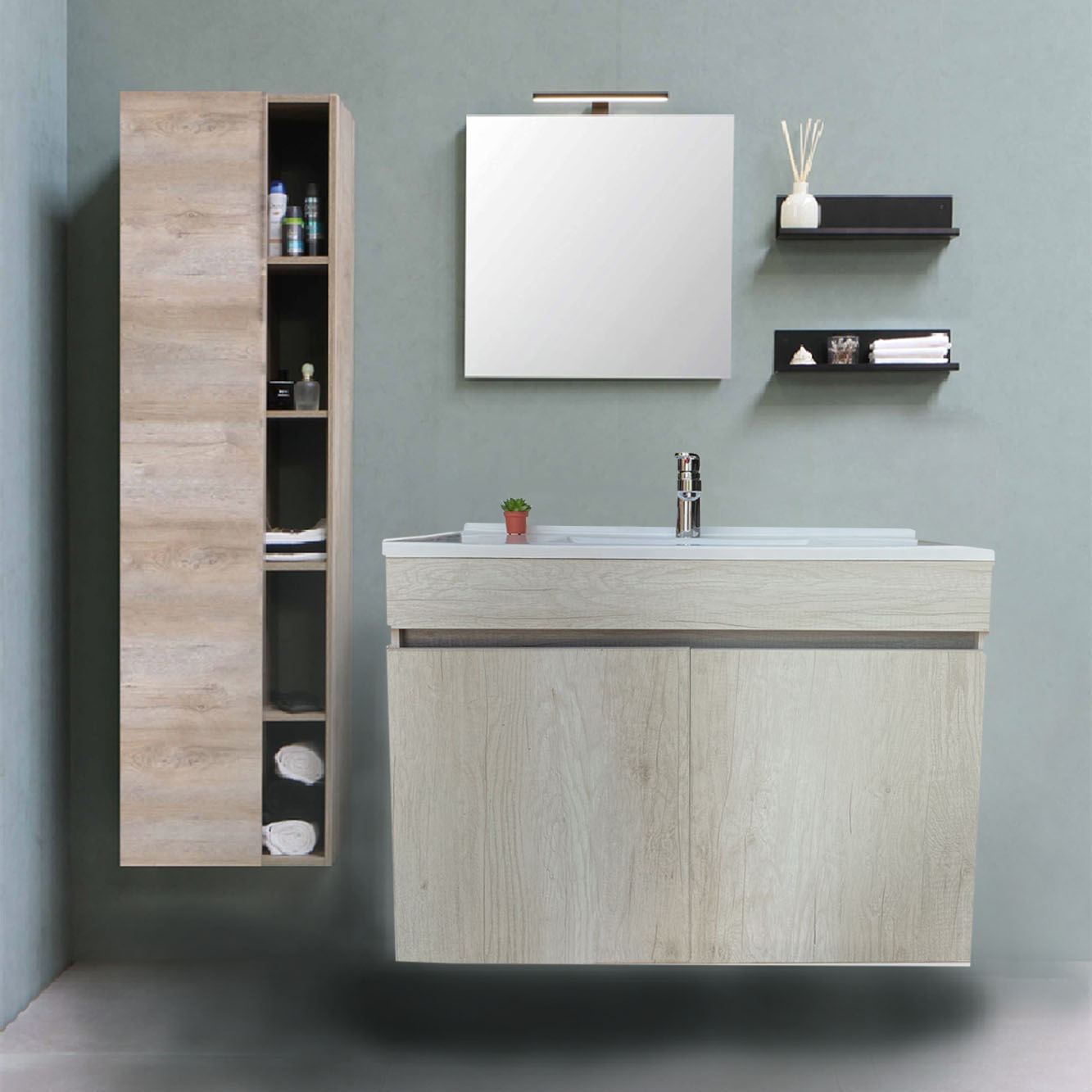 Gabinete Tocador Para Baño Con Lavamanos Y Monomando