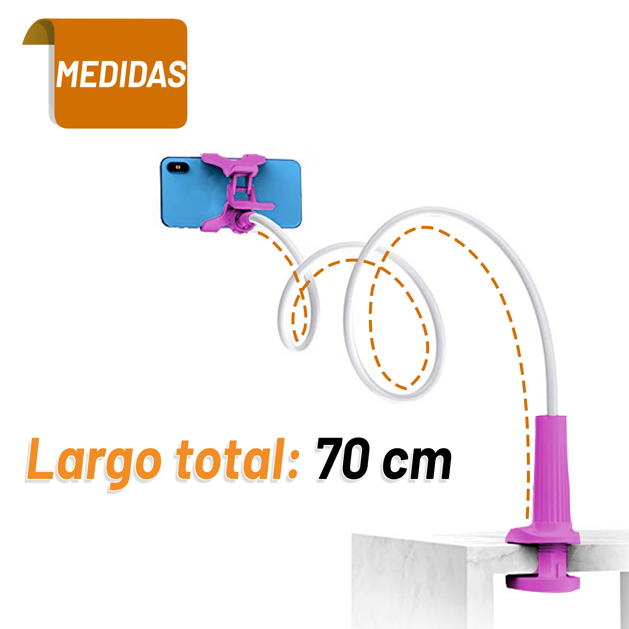 Soporte para Celular Archy Brazo Flexible Universal Rotación 360 Mesa Escritorio Hogar Oficina con Ajuste Clip Pinza
