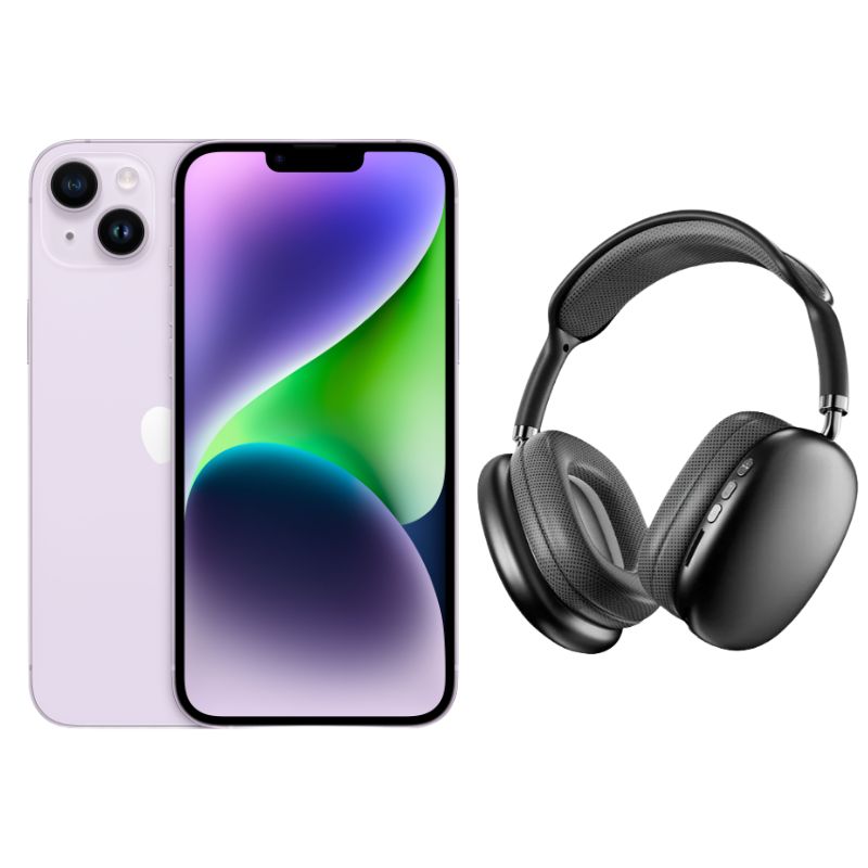 iPhone 14 Plus 128GB Morado E-SIM Reacondicionado Grado A + Diadema Genérica.
